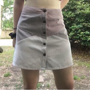 Color Block Corduroy Skirt